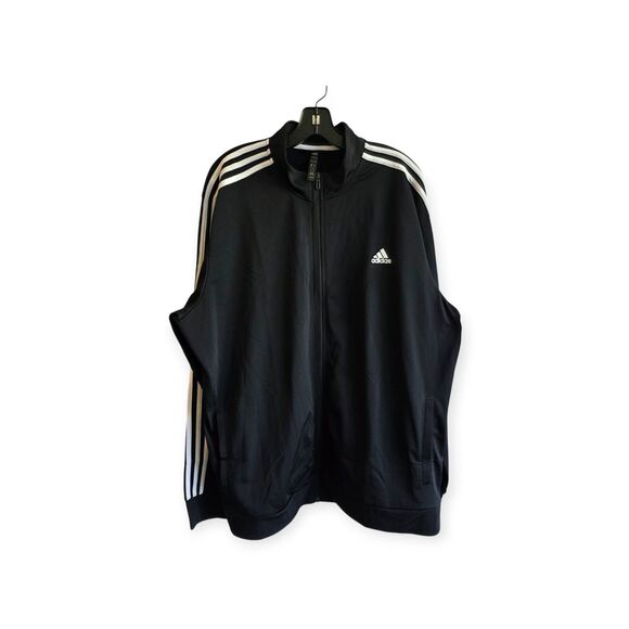 Adidas Men's essentials 3 stripe tricot Black track jacket Size 2XL - Picture 1 of 6